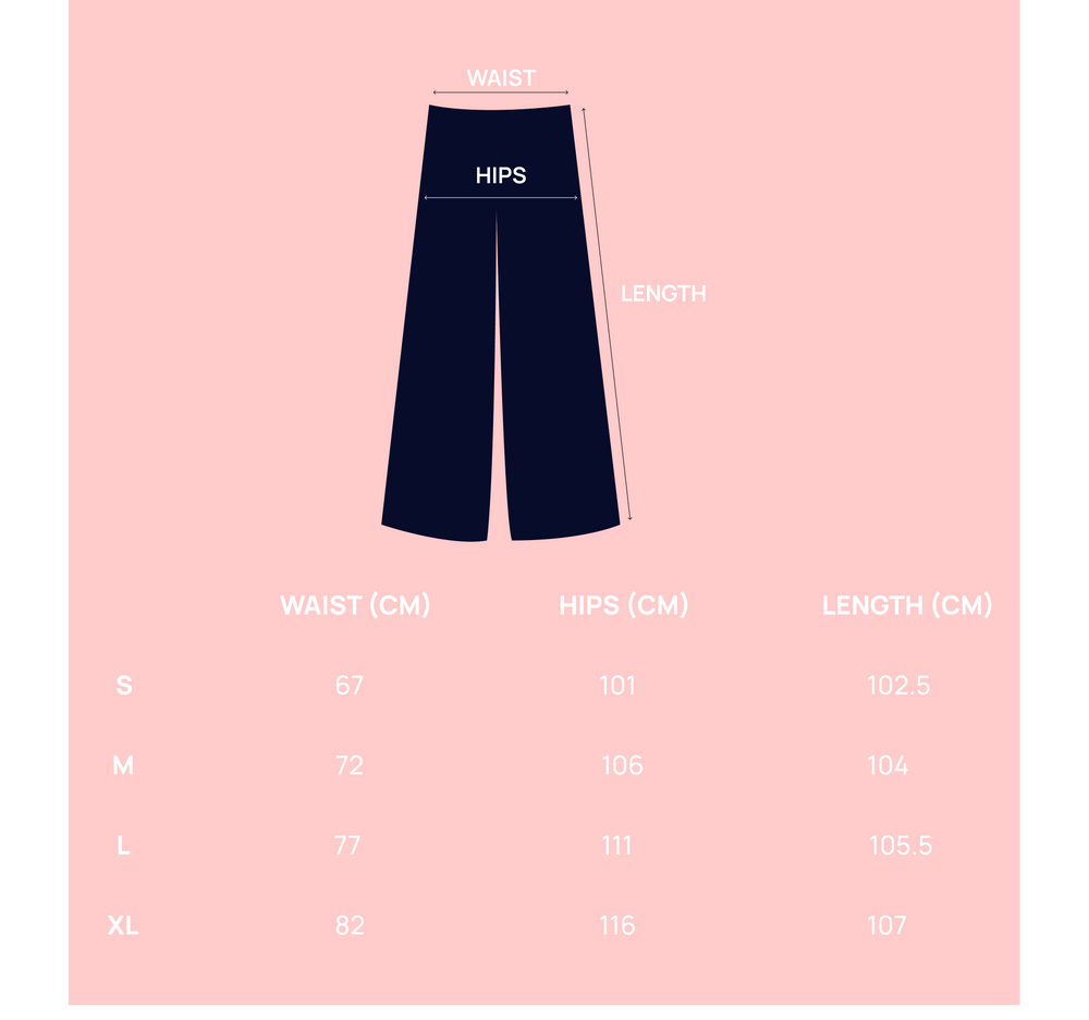 Garment measurements (cm)